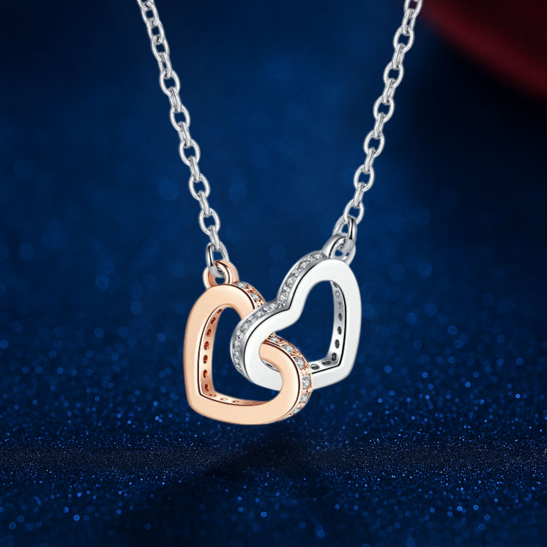 Sterling Silver Interlocked Heart Necklace