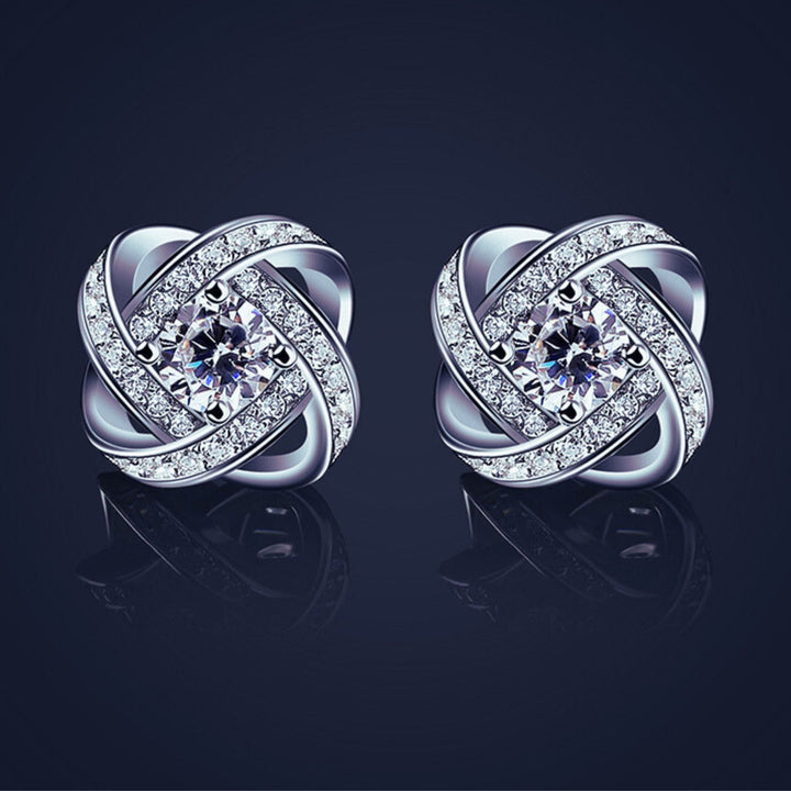 Platinum plated Love Knot Earrings - Sterling Silver