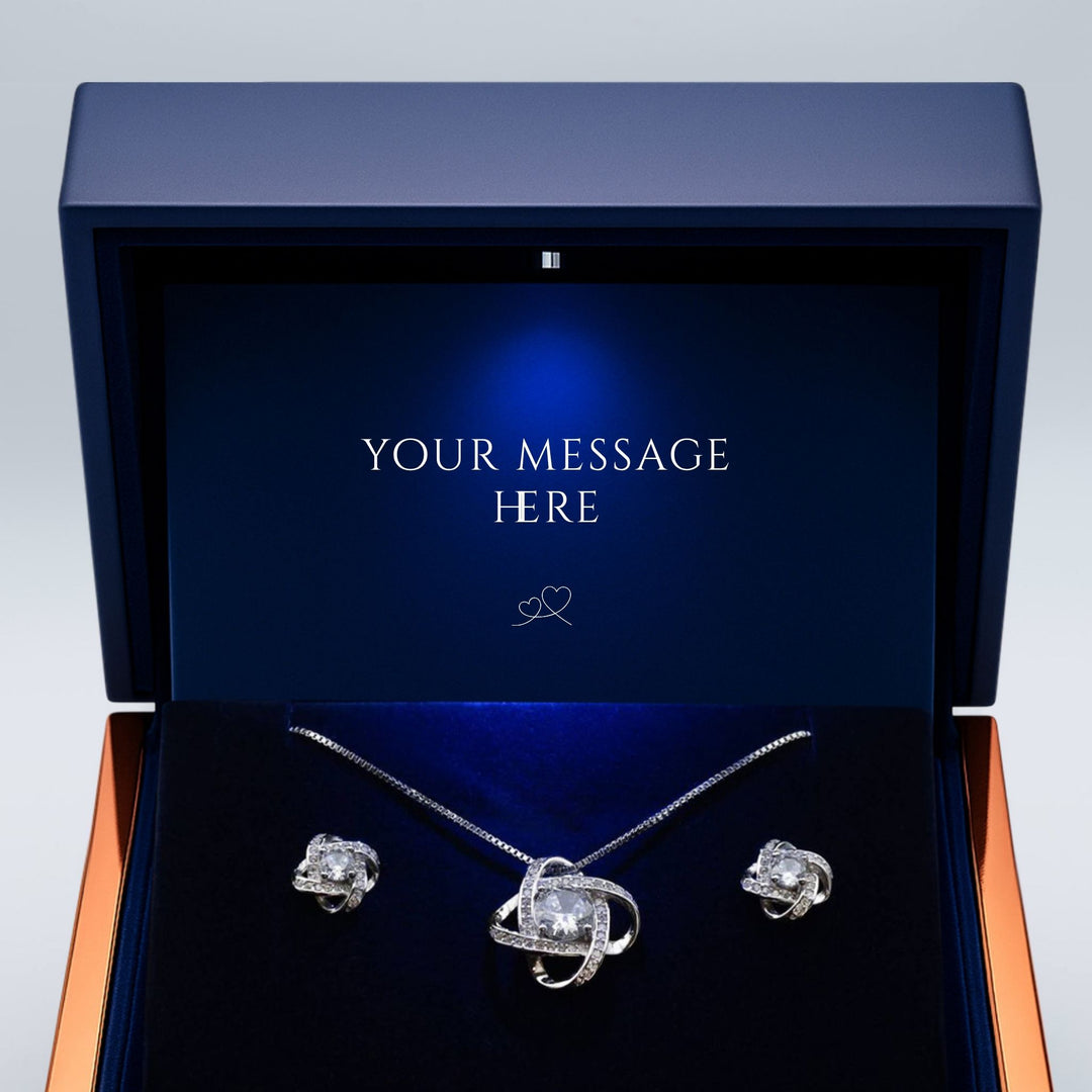 Personalised Message Platinum Plated Love Knot Necklace - Sterling Silver