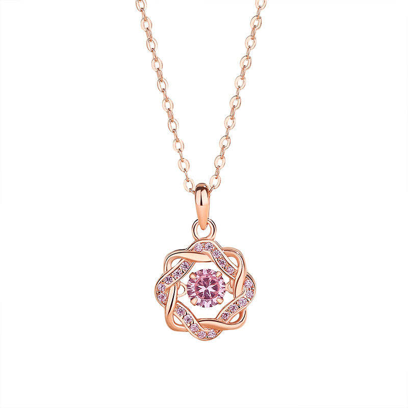 Dancing Crystal Infinity Knot Necklace - Rose Gold Vermeil
