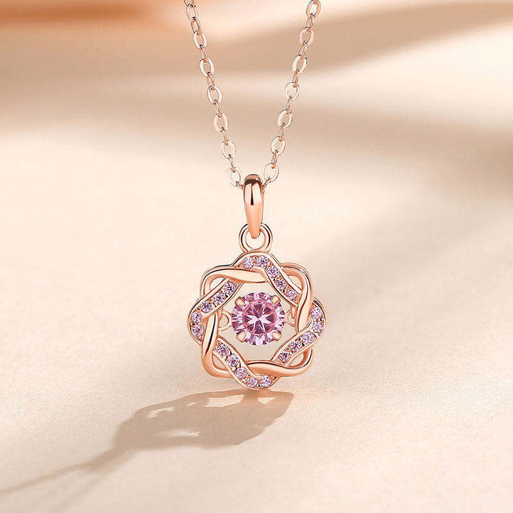 Dancing Crystal Infinity Knot Necklace - Rose Gold Vermeil