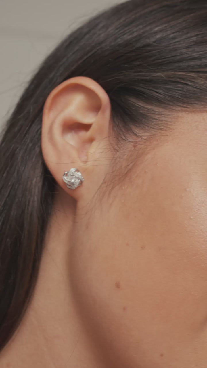 Platinum plated Love Knot Earrings - Sterling Silver